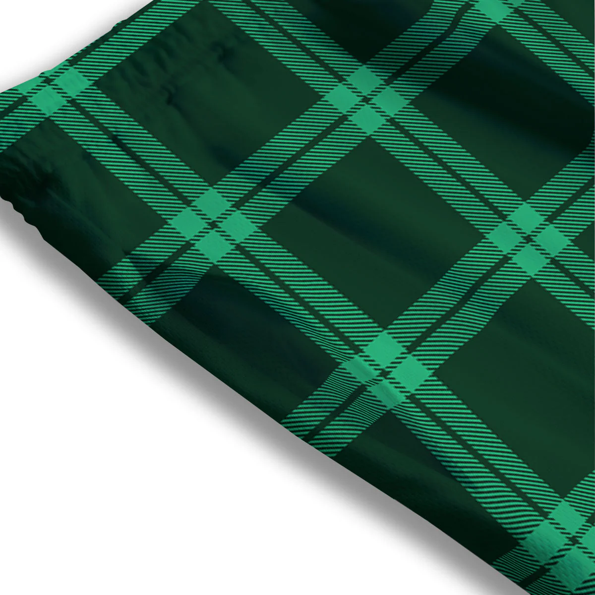 Green Plaid Print Mesh Shorts - Image 3