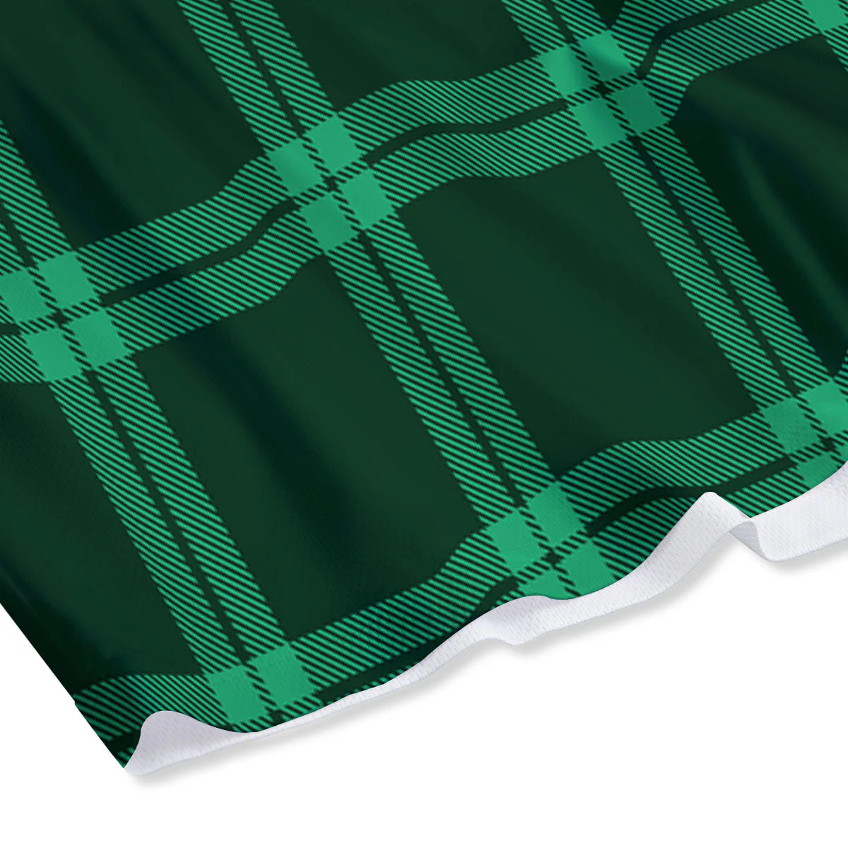 Green Plaid Print Mesh Shorts - Image 4