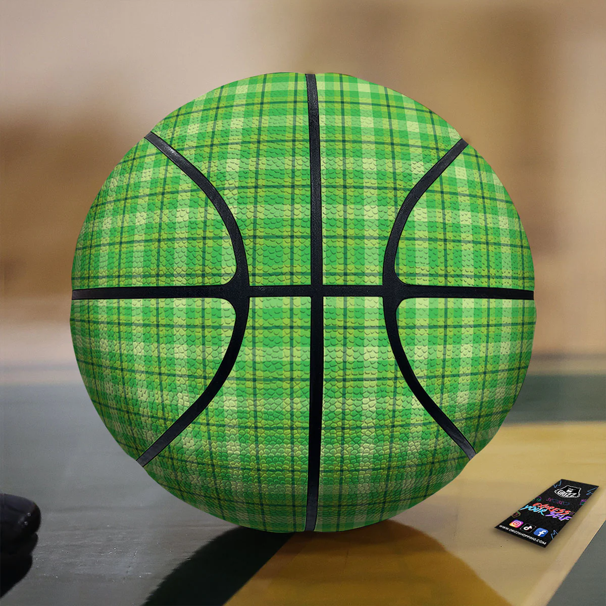 Green Plaid Shamrock Print Pattern Basketball