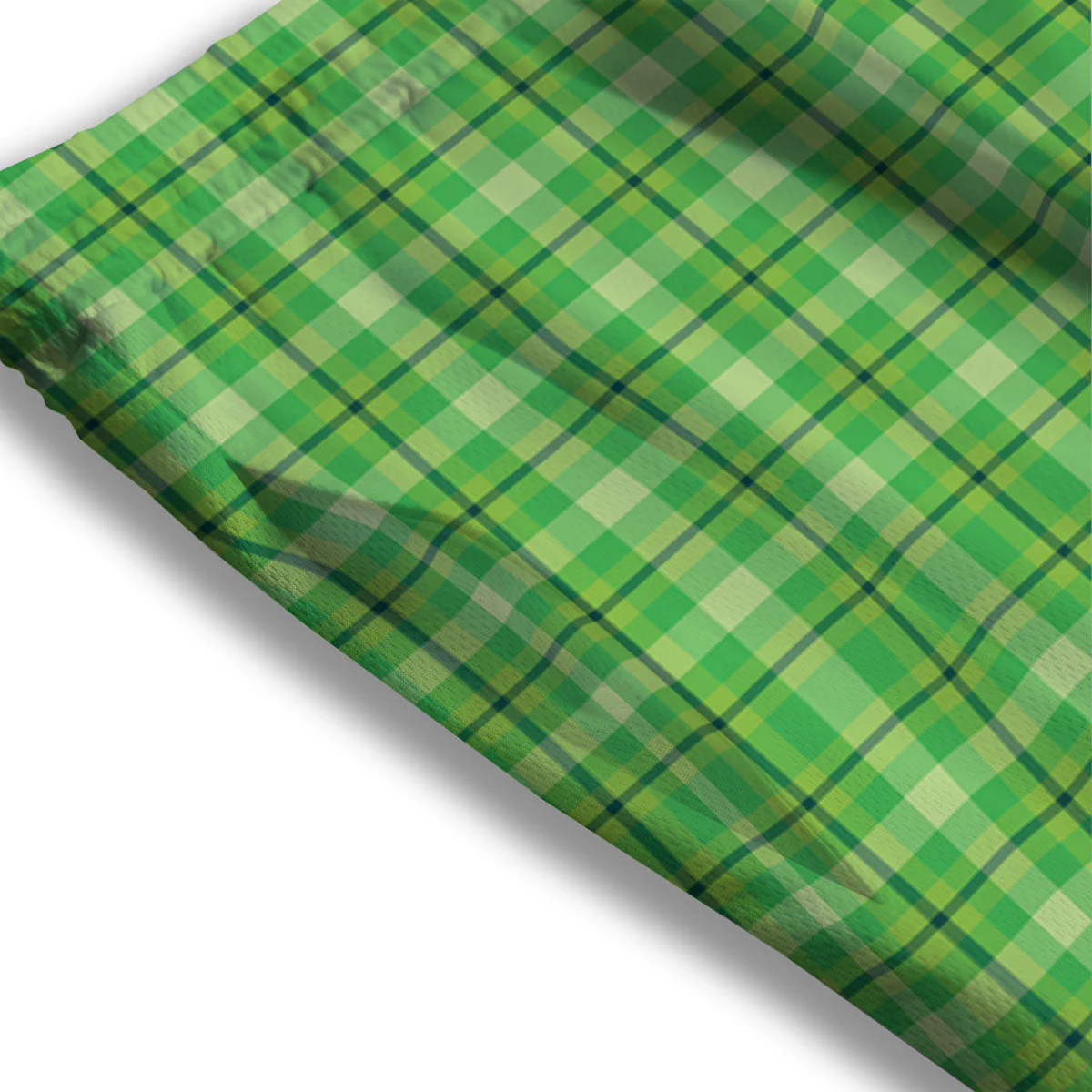 Green Plaid Shamrock Print Pattern Mesh Shorts - Image 3