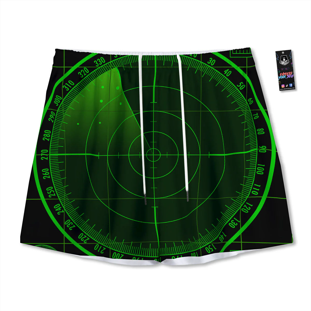 Green Radar Screen Print Mesh Shorts