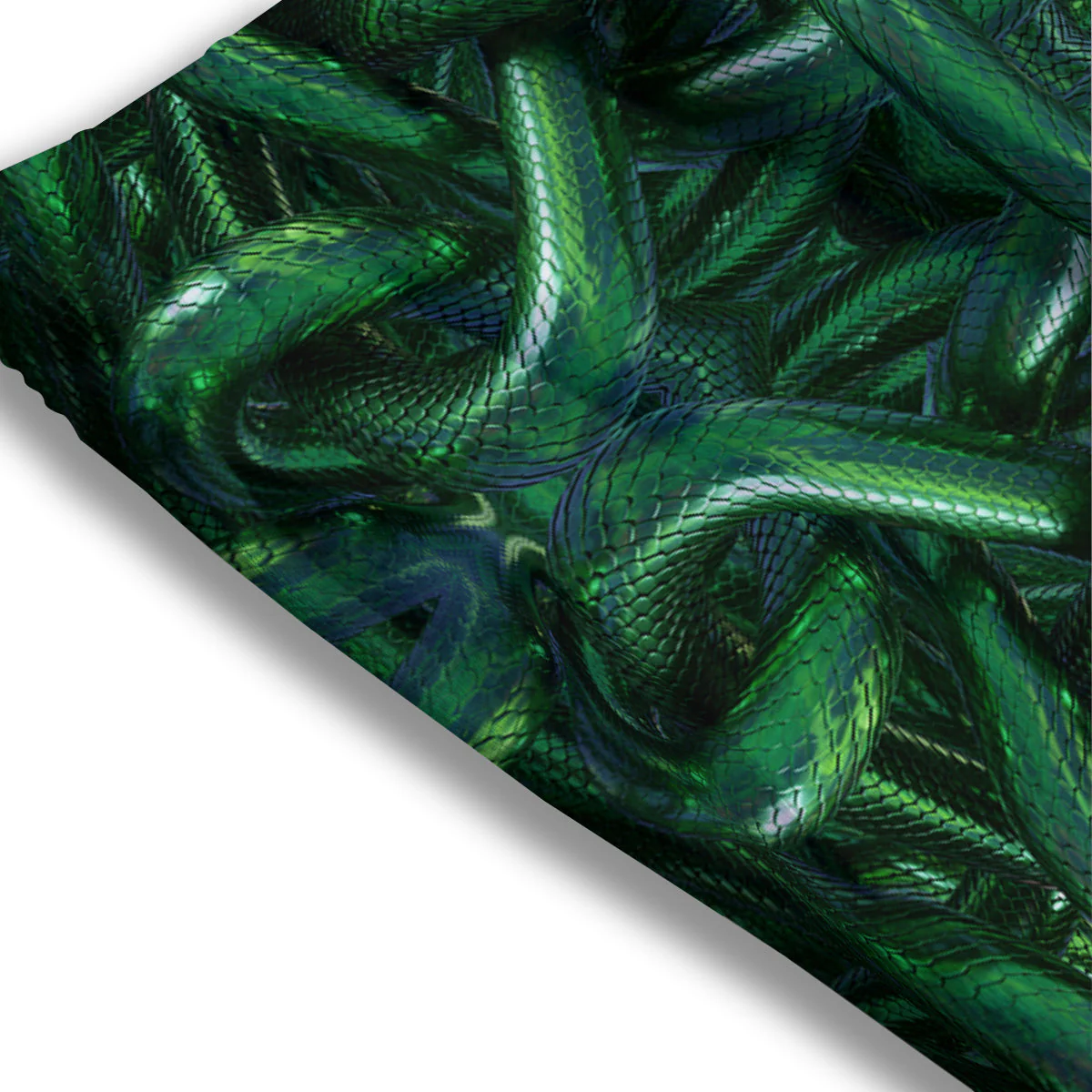 Green Snake 3D Print Pattern Mesh Shorts - Image 3