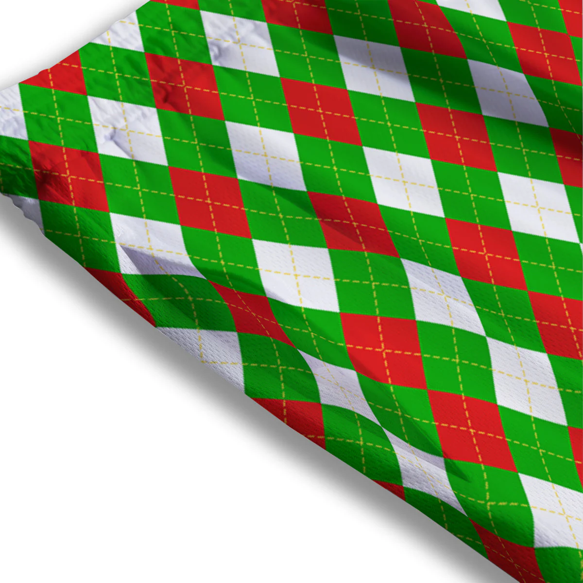 Green White And Red Argyle Print Pattern Mesh Shorts - Image 3