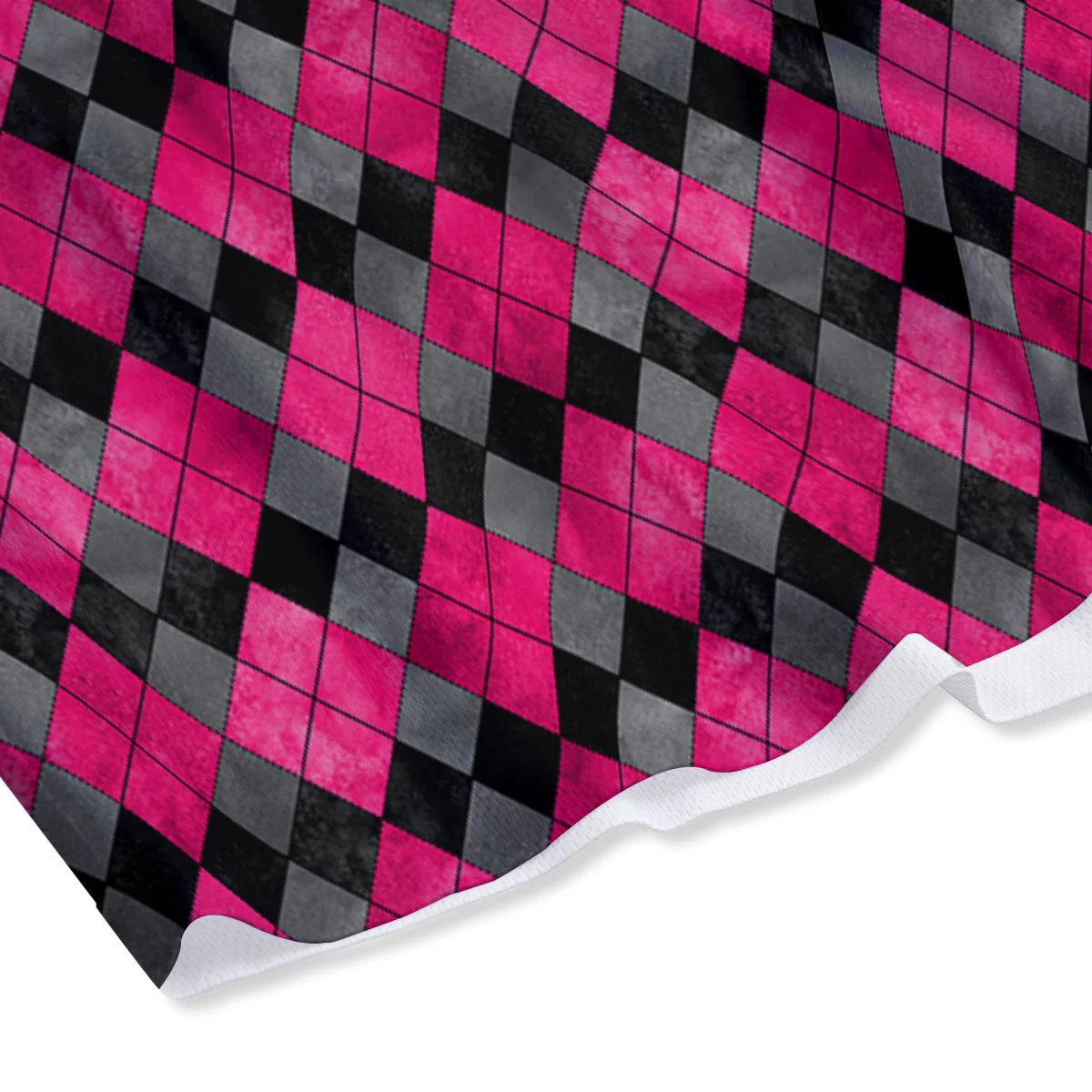 Grey Black And Purple Argyle Print Mesh Shorts - Image 4