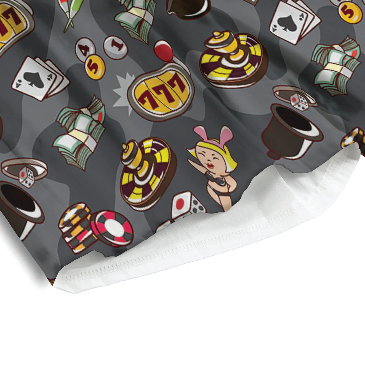 Grey Cute Casino Print Pattern Men's Athletic Shorts - Image 4