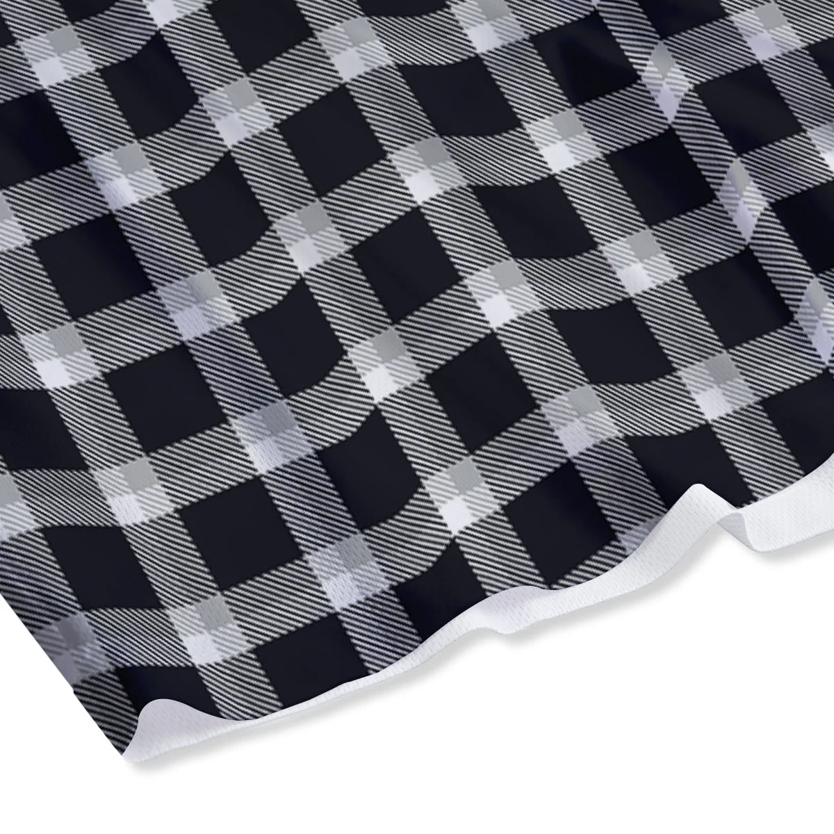 Grey Dark And White Gingham Print Mesh Shorts - Image 4