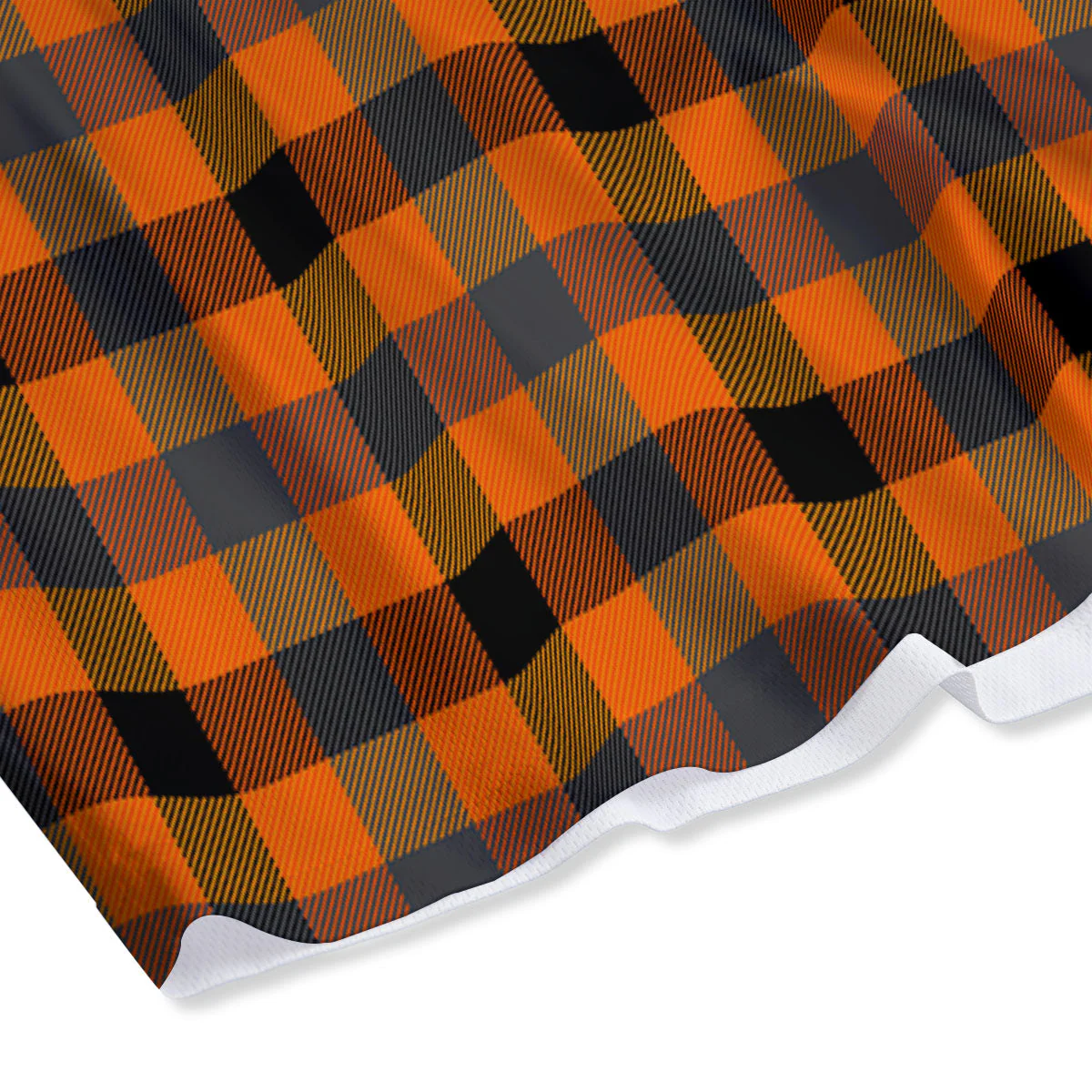 Grey Orange And White Tartan Print Pattern Mesh Shorts - Image 4