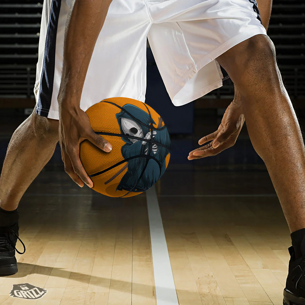 Grim Reaper Skeleton Dap Print Basketball - Image 3