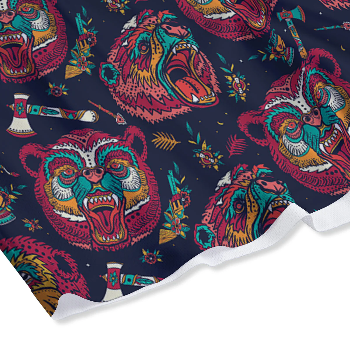 Grizz Bear Oldschool Tattoo Print Pattern Mesh Shorts - Image 4