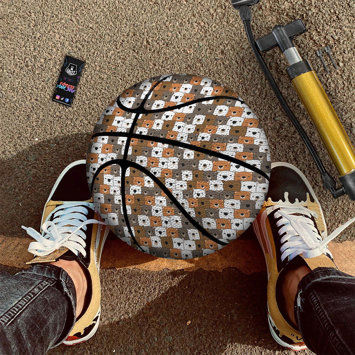Grizzly Bear Cute Baby Print Pattern Basketball - Image 3