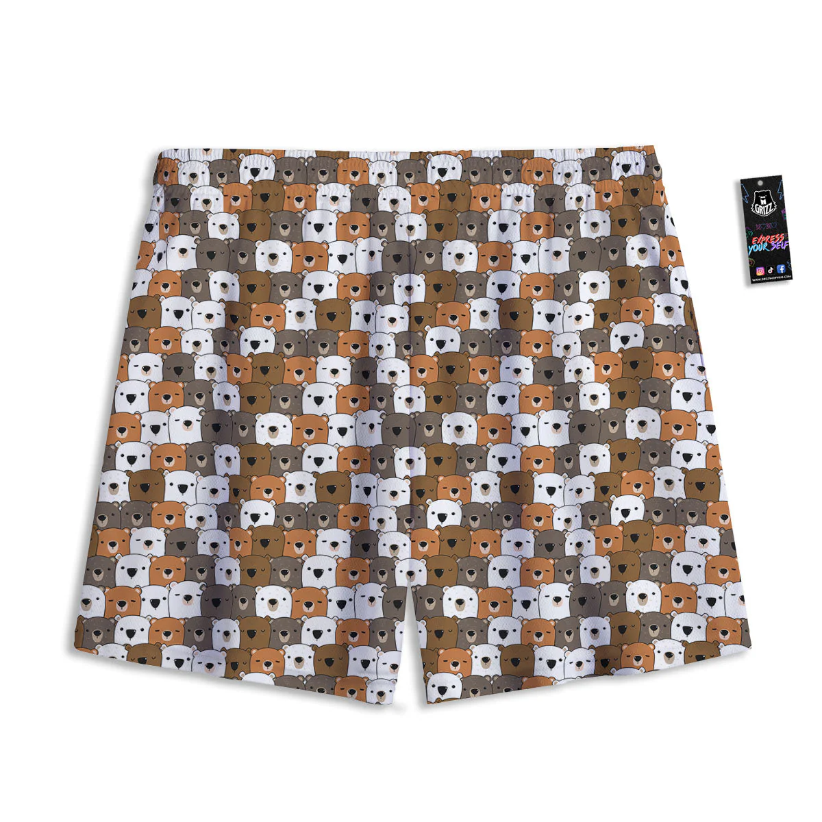 Grizzly Bear Cute Baby Print Pattern Mesh Shorts - Image 2