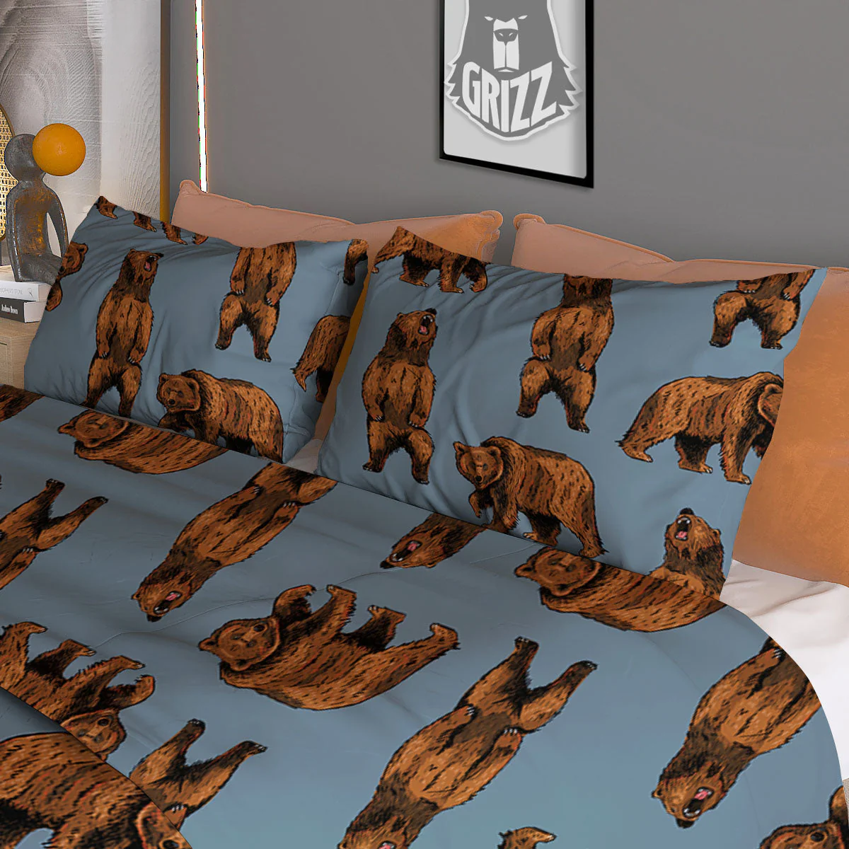Grizzly Bear Print Pattern Duvet Cover Bedding Set - Image 3