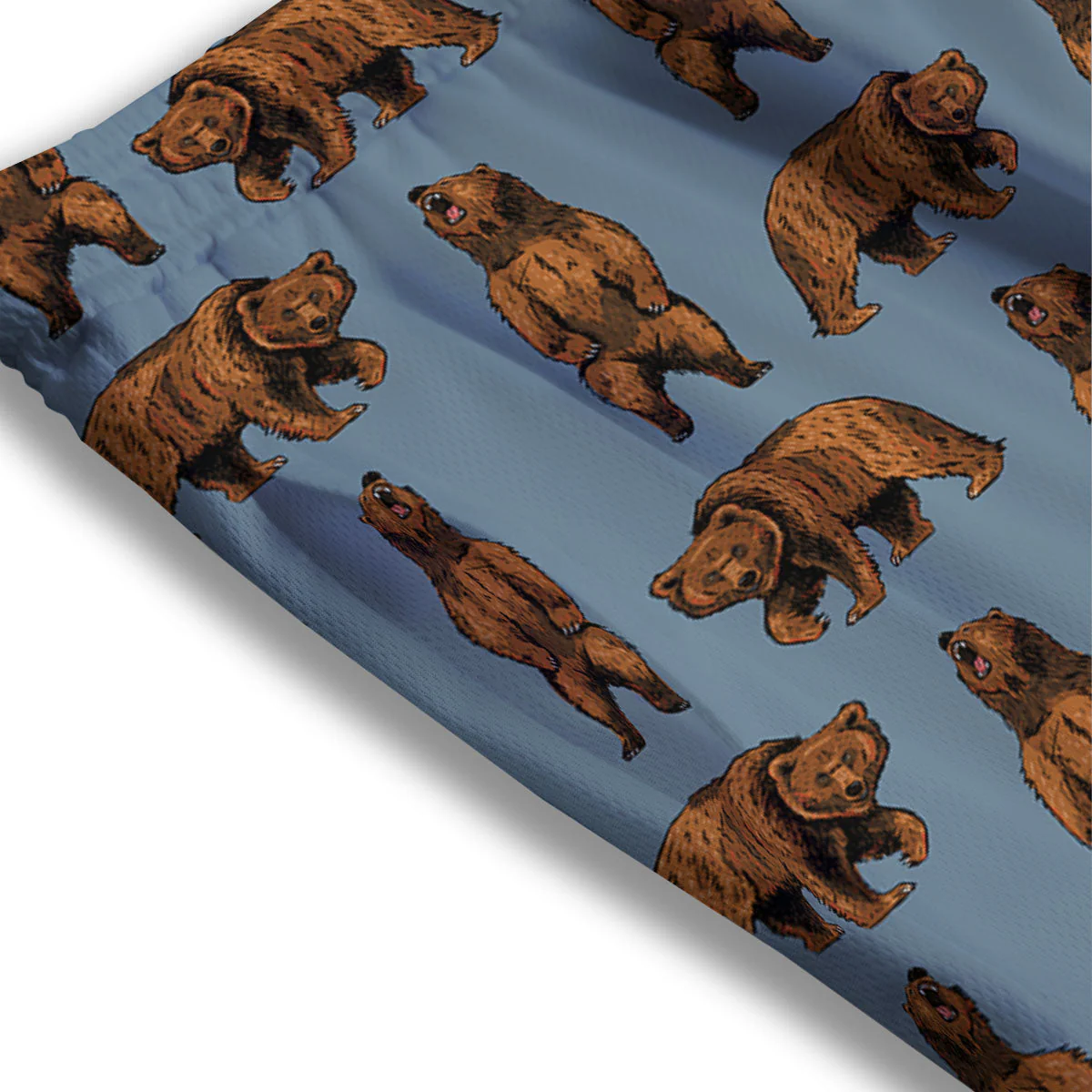 Grizzly Bear Print Pattern Mesh Shorts - Image 3