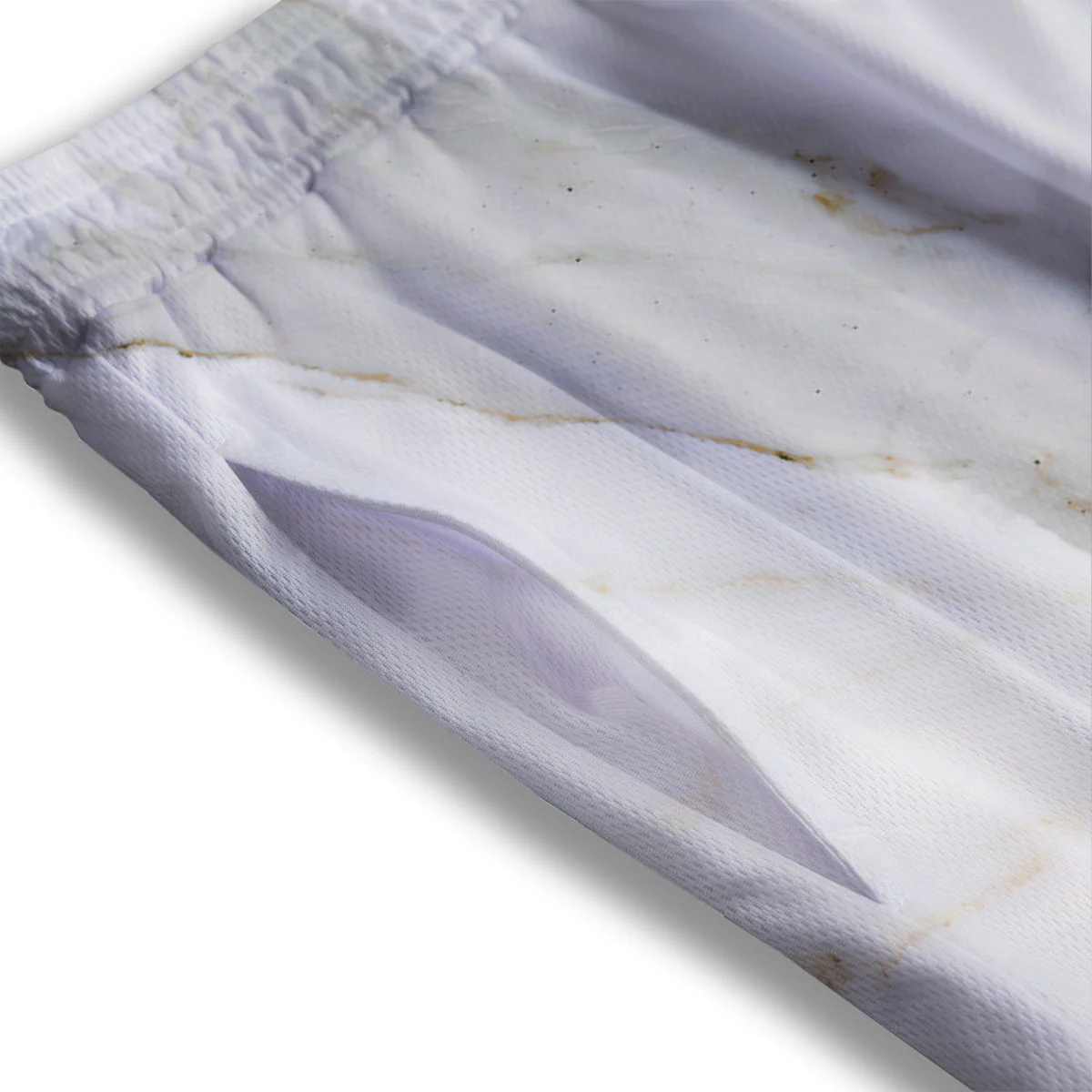 Grunge Marble White Print Pattern Mesh Shorts - Image 3