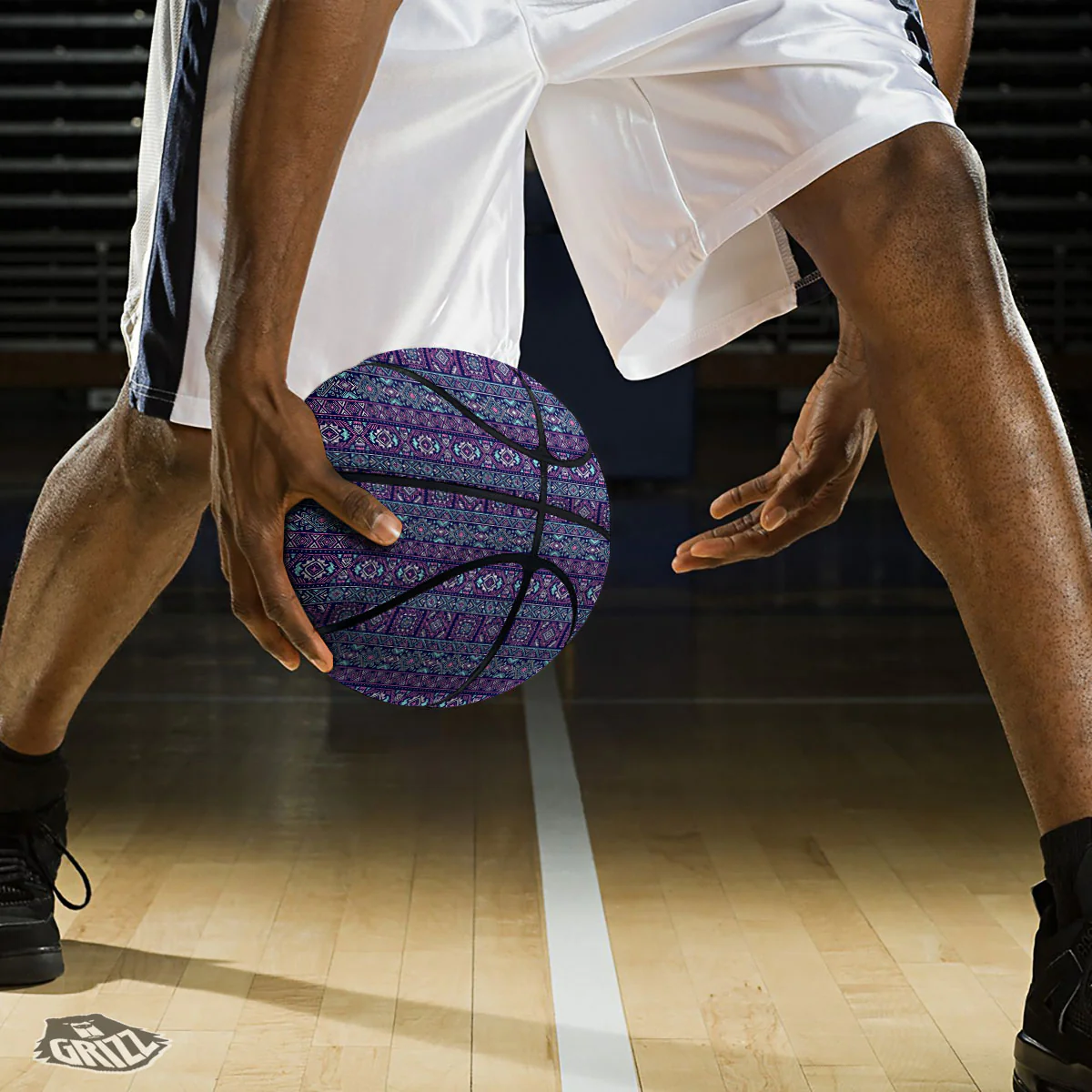Grunge Trippy Ethnic Aztec Print Basketball - Image 3