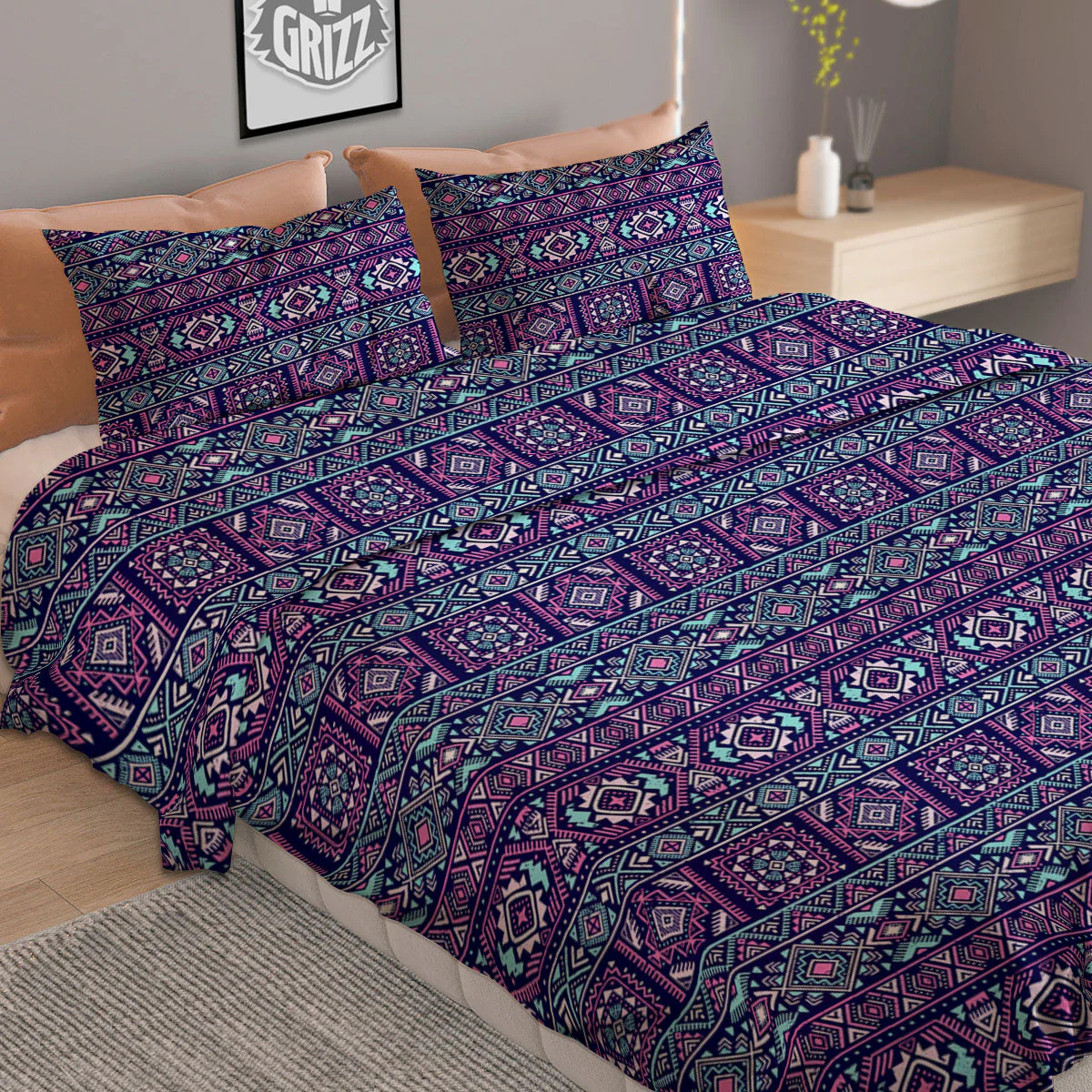 Grunge Trippy Ethnic Aztec Print Duvet Cover Bedding Set - Image 2