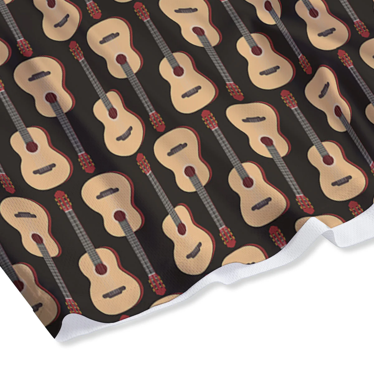 Guitar Acoustic Print Pattern Mesh Shorts - Image 4