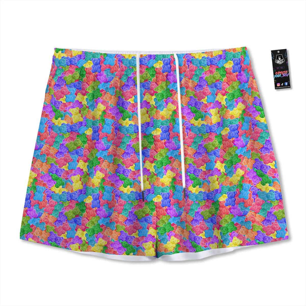 Gummy Bear Colorful Print Mesh Shorts