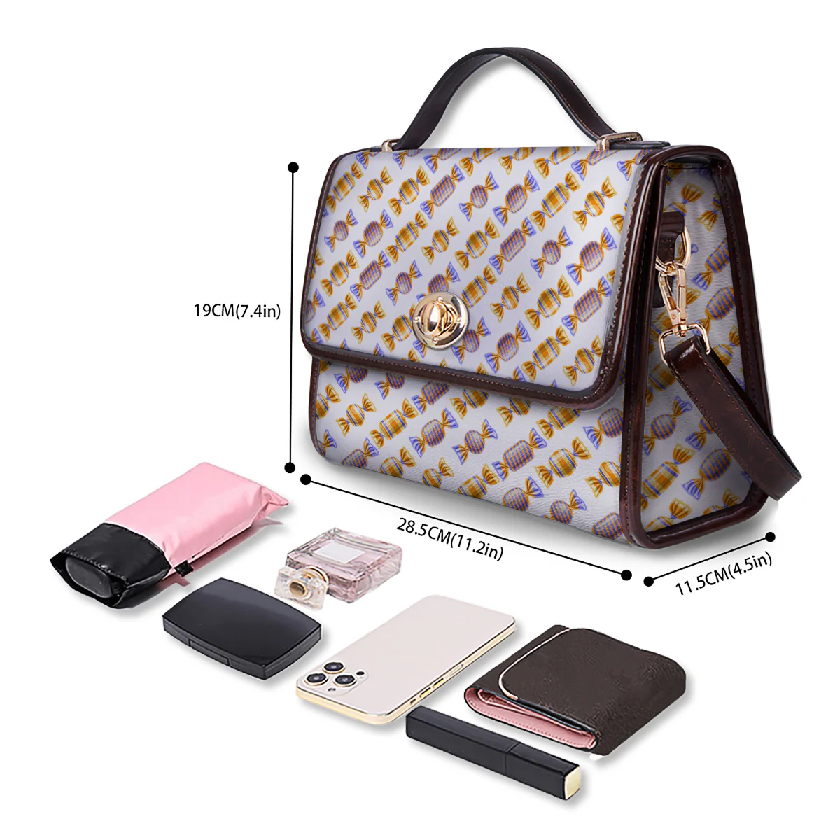 Gummy Yummy Print Pattern Women's Satchel Bag - Image 4