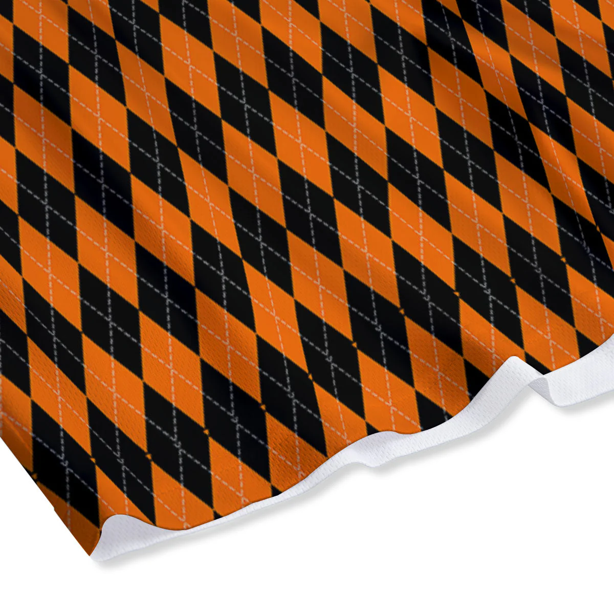 Halloween Argyle Black And Orange Print Mesh Shorts - Image 4