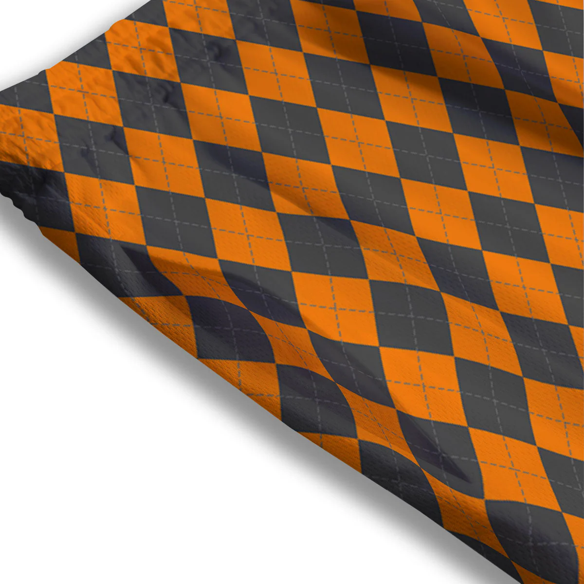 Halloween Argyle Grey And Orange Print Mesh Shorts - Image 3