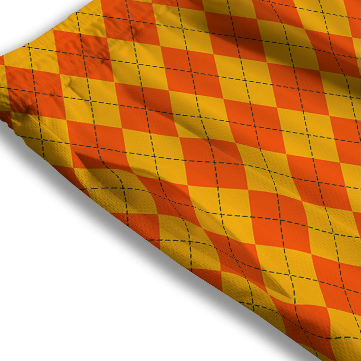 Halloween Argyle Orange Print Pattern Mesh Shorts - Image 3