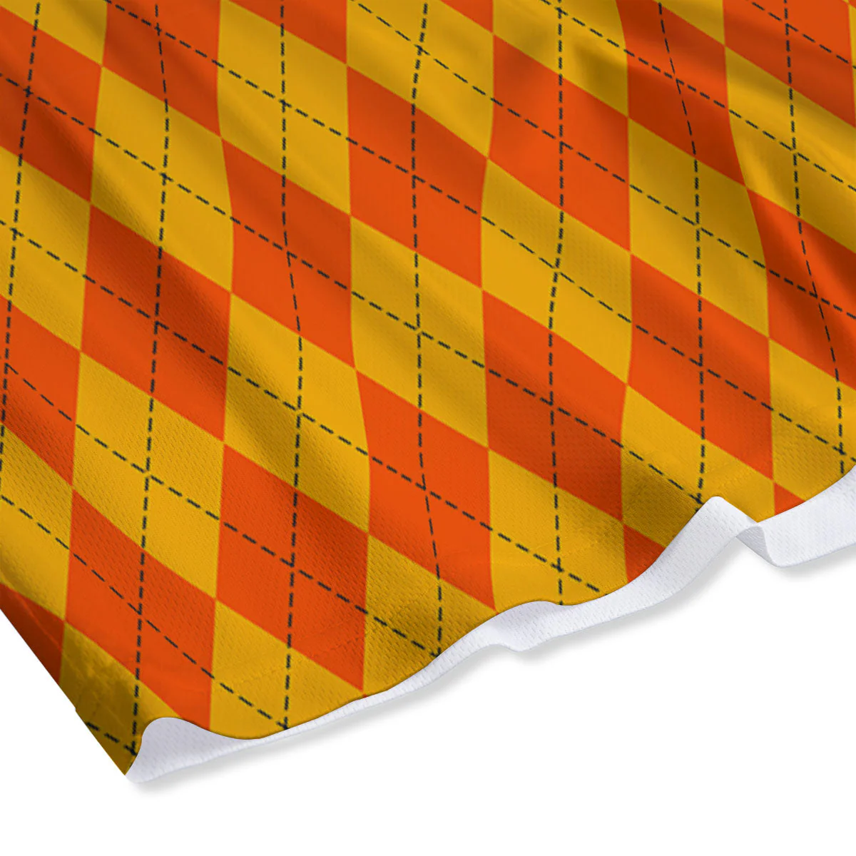 Halloween Argyle Orange Print Pattern Mesh Shorts - Image 4