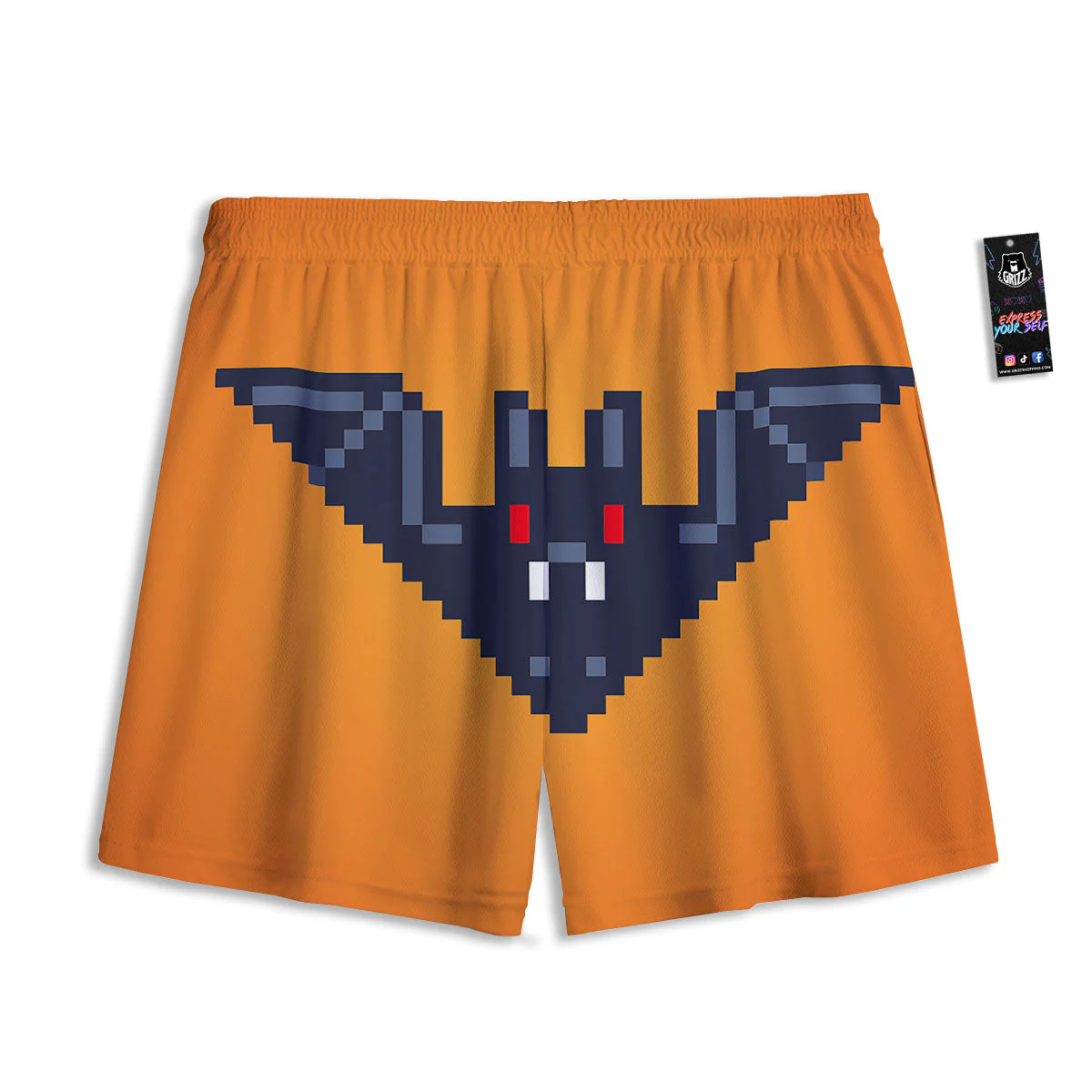 Halloween Bat 8-Bit Pixel Print Mesh Shorts - Image 2