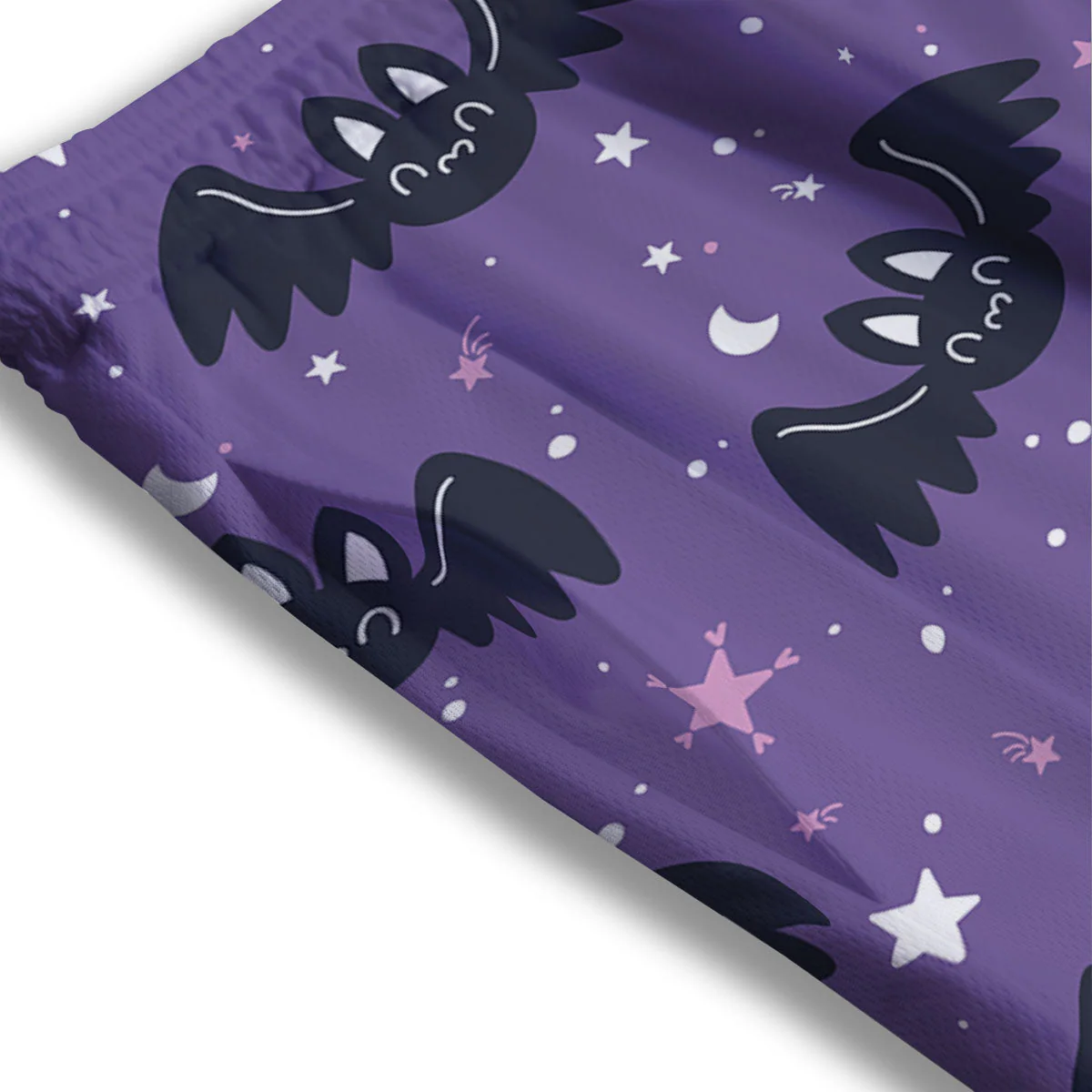 Halloween Bat Black And Purple Print Mesh Shorts - Image 3