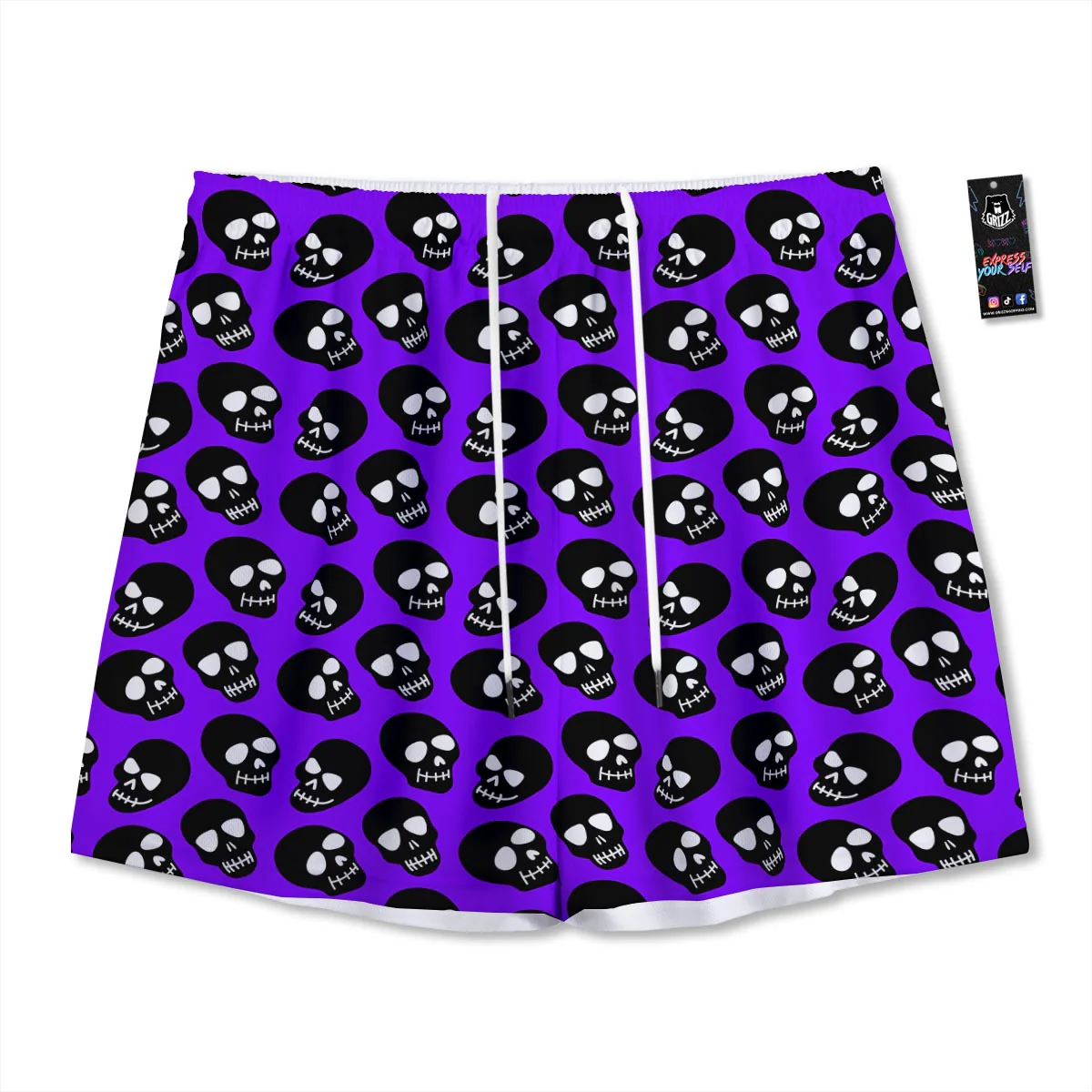 Halloween Black And Purple Print Pattern Mesh Shorts