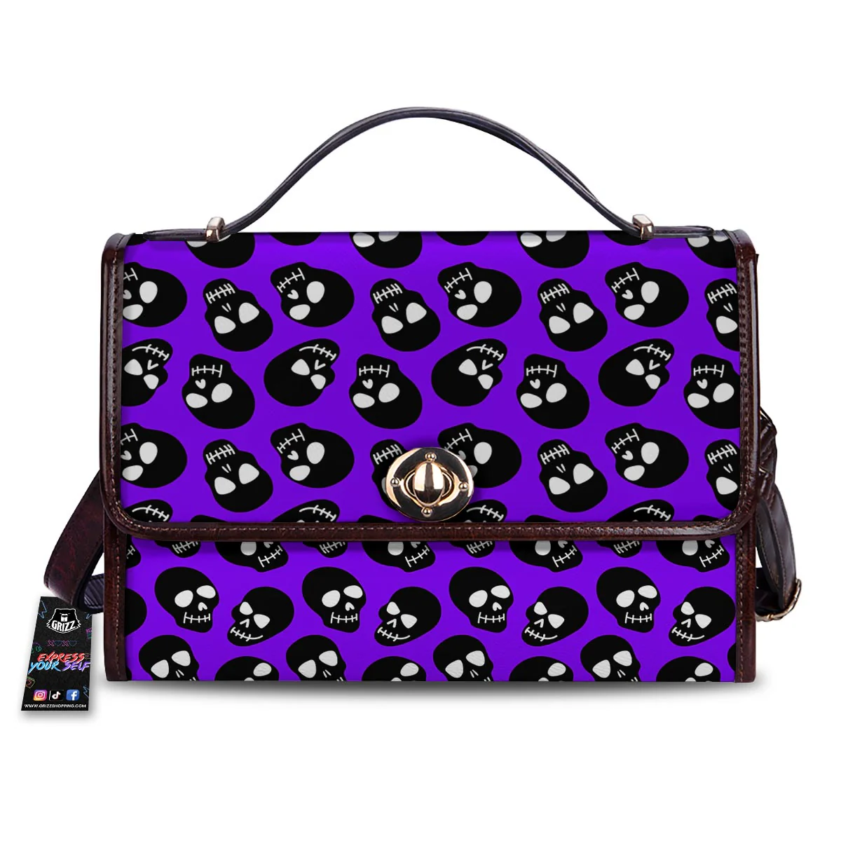 Halloween Black And Purple Print Pattern Women's Satchel Bag