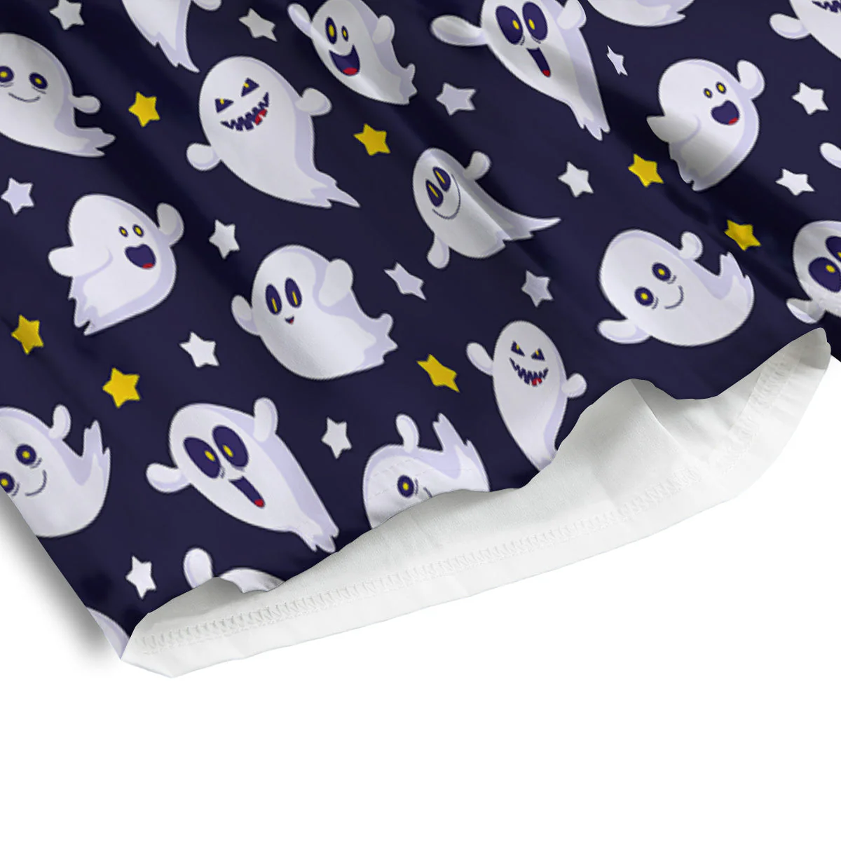 Halloween Cute Ghost Emoji Print Pattern Men's Athletic Shorts - Image 4