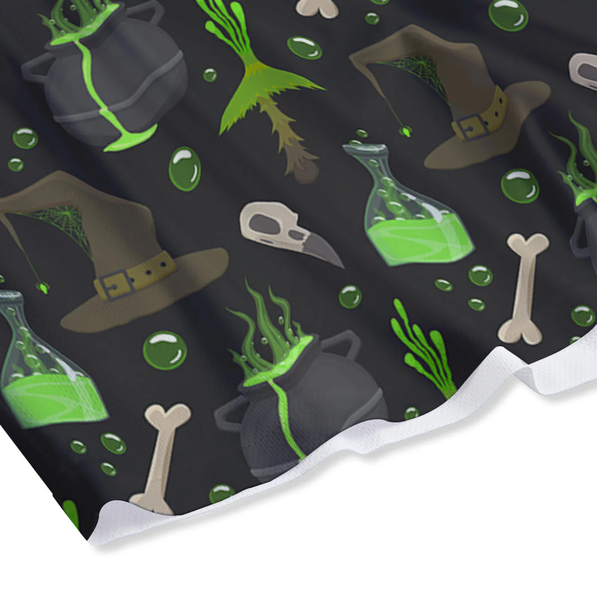 Halloween Green Poison Witch Print Pattern Mesh Shorts - Image 4