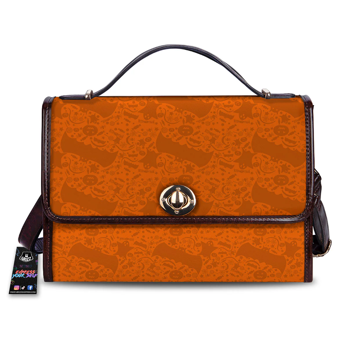 Halloween Orange Print Pattern Women's Satchel Bag