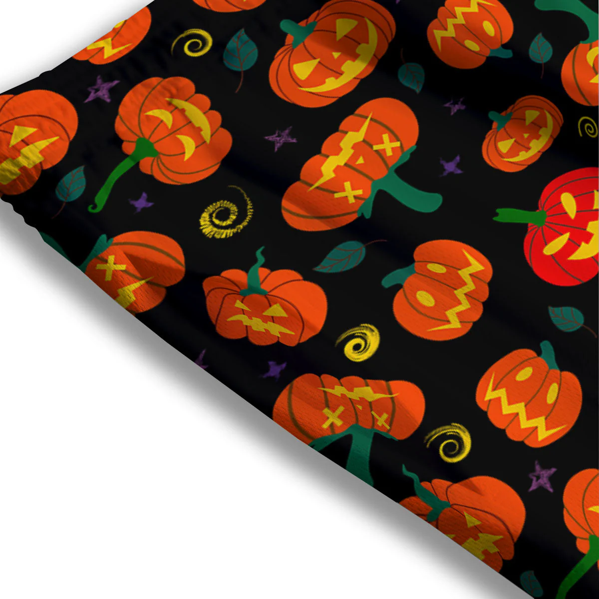 Halloween Pumpkin Print Pattern Mesh Shorts - Image 3