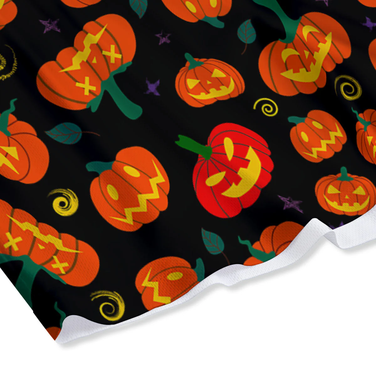 Halloween Pumpkin Print Pattern Mesh Shorts - Image 4
