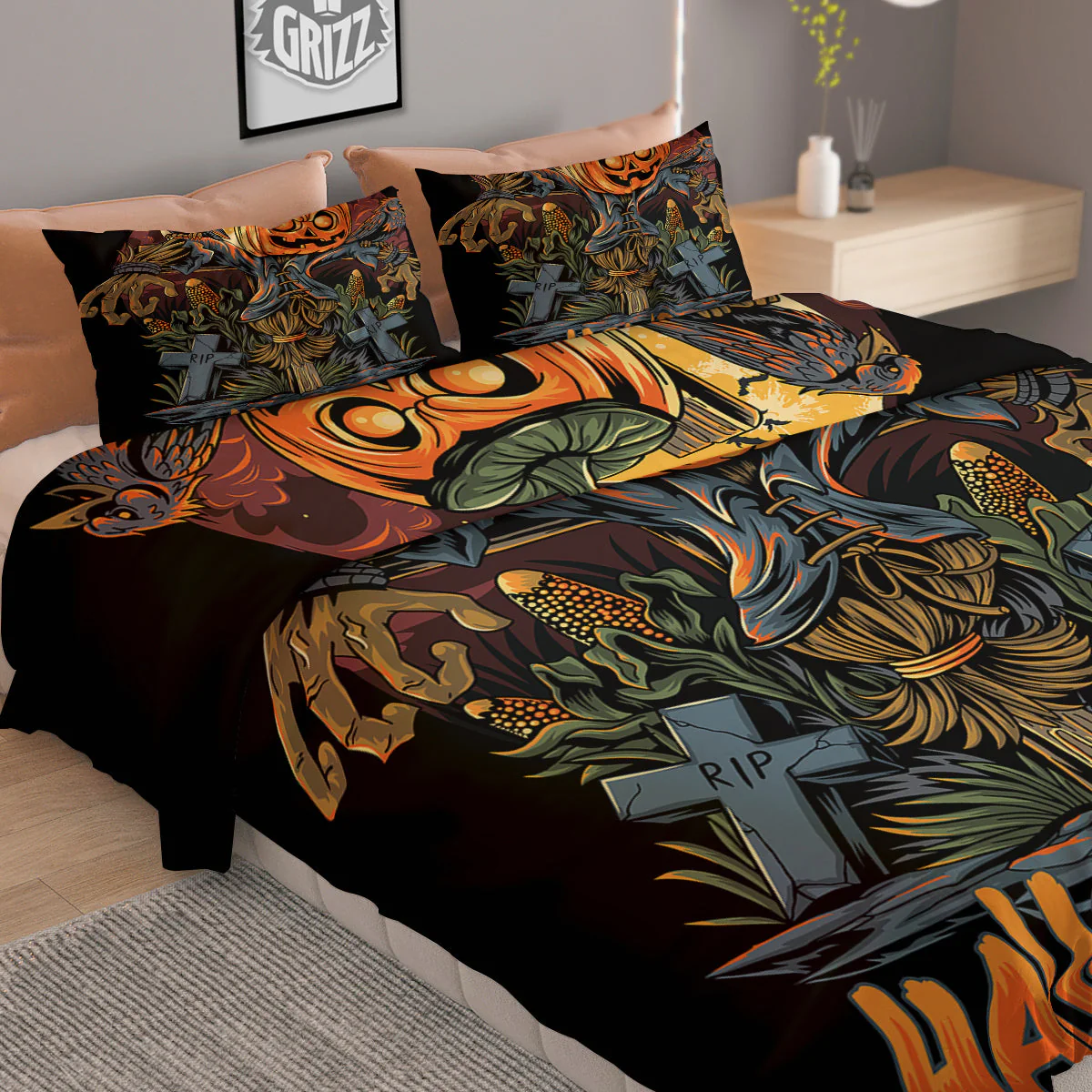 Halloween Scarecrow Print Duvet Cover Bedding Set - Image 2