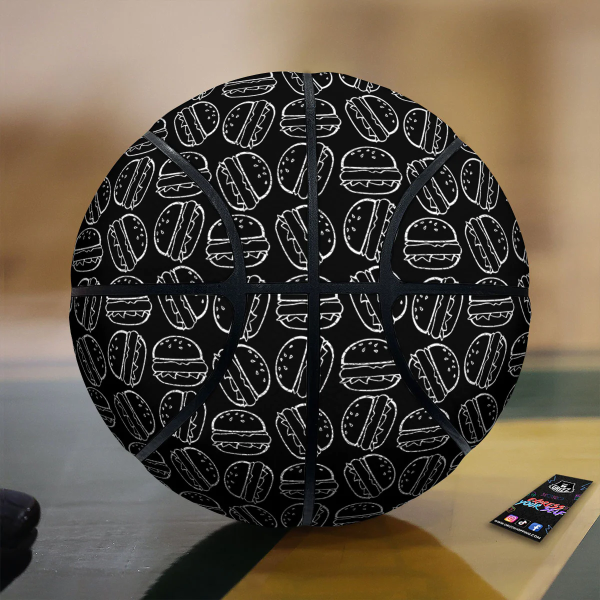 Hamburger White And Black Print Basketball