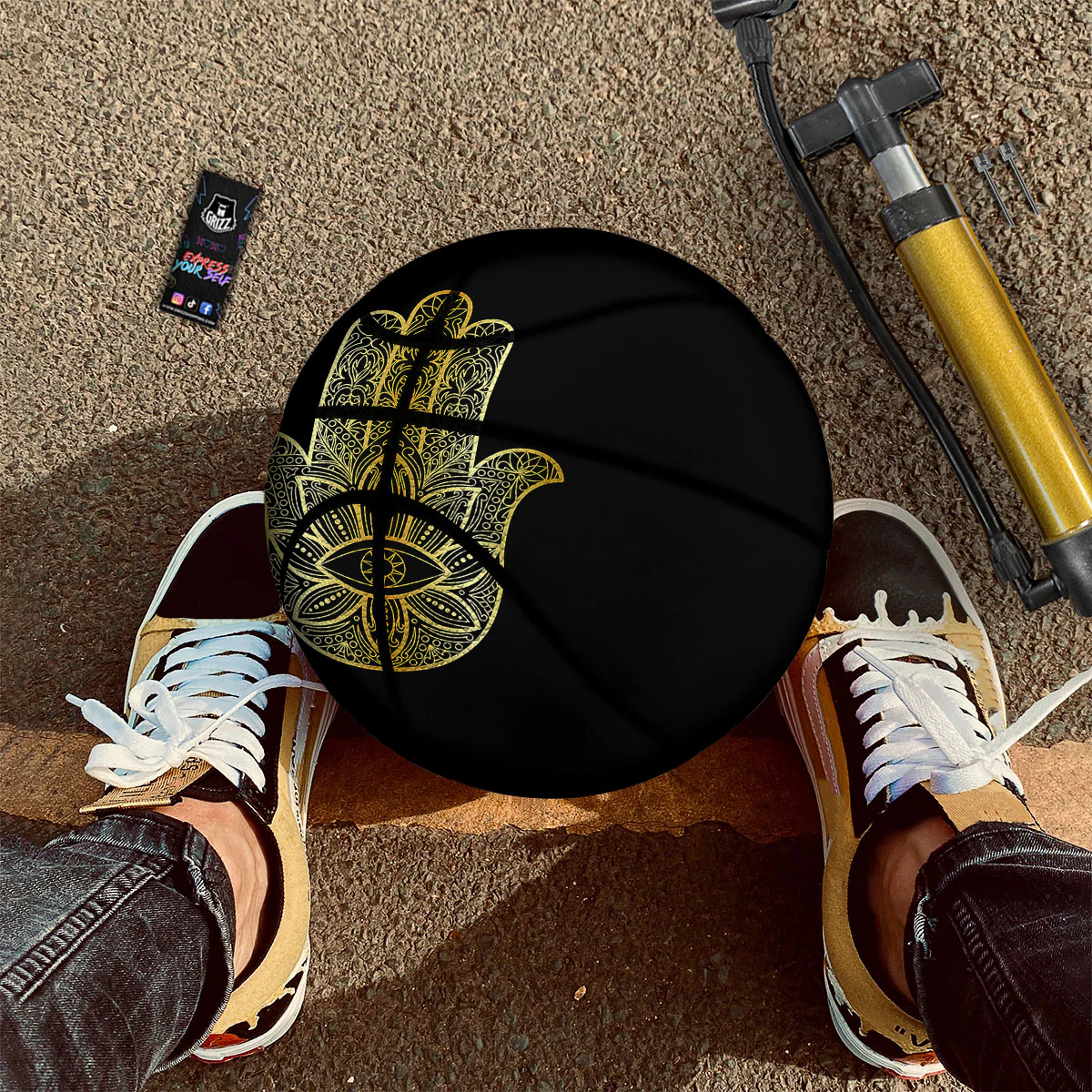 Hamsa Hand Gold Print Basketball - Image 2