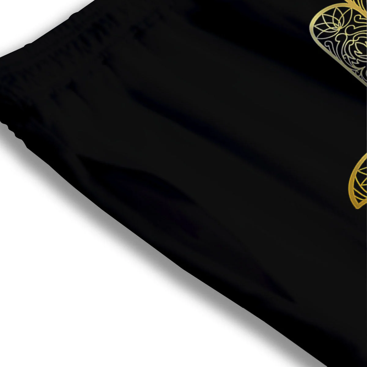 Hamsa Hand Gold Print Mesh Shorts - Image 3