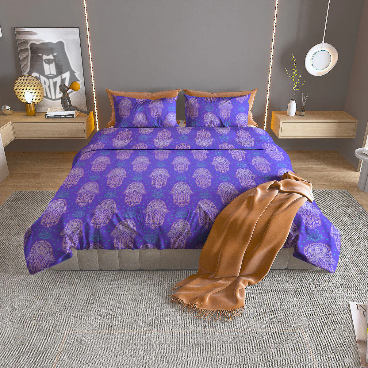 Hamsa Indian Print Pattern Duvet Cover Bedding Set