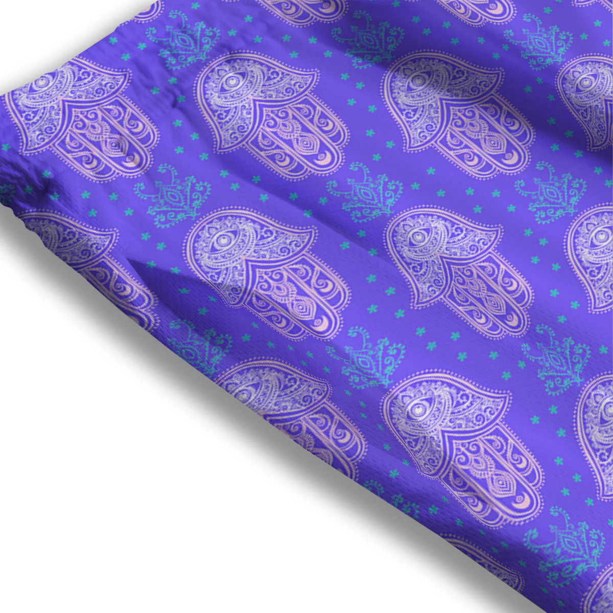 Hamsa Indian Print Pattern Mesh Shorts - Image 3