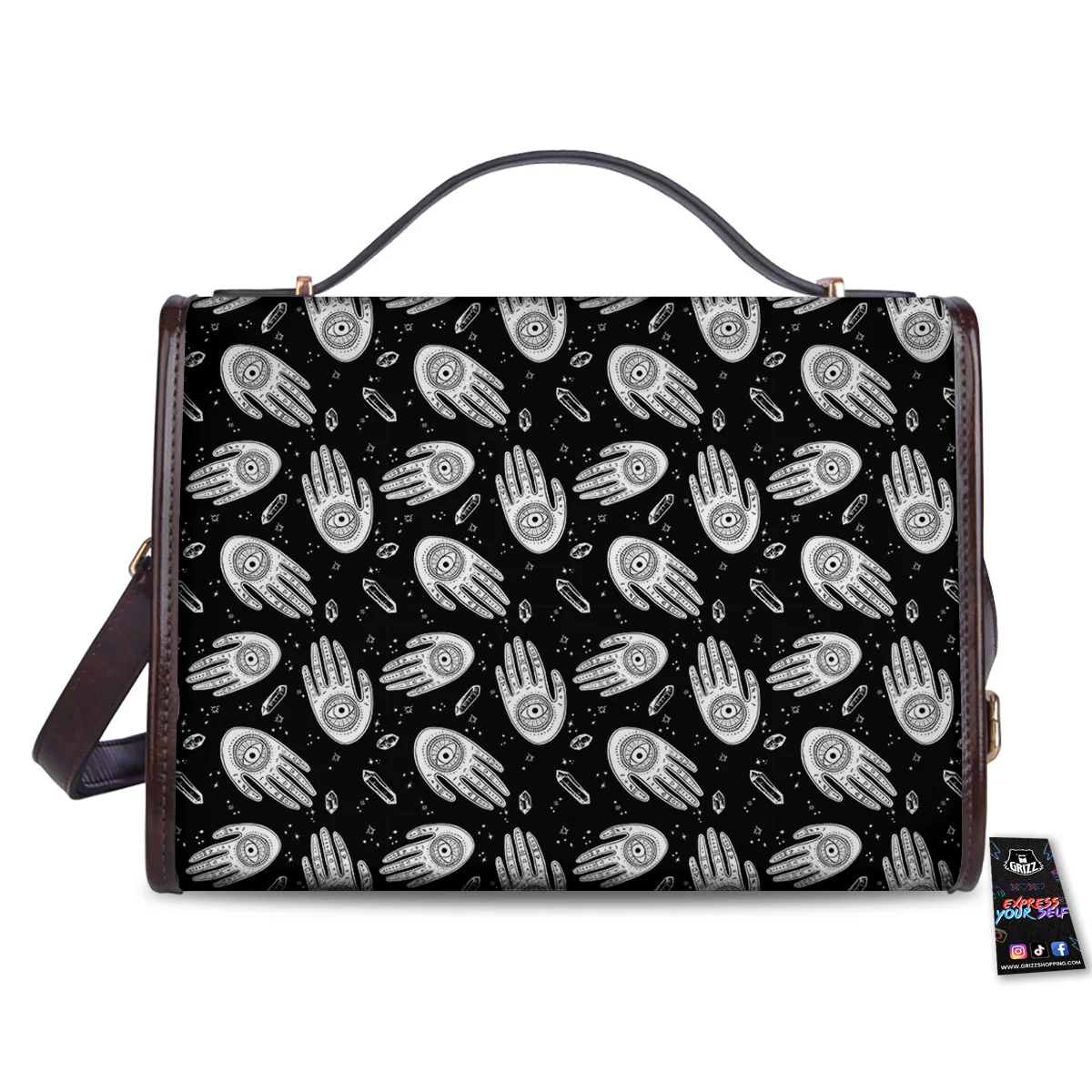 Hamsa Symbol Print Pattern Women's Satchel Bag - Image 2