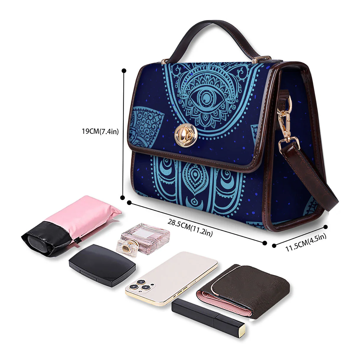 Hand Indian Hamsa Print Women's Satchel Bag - Image 4