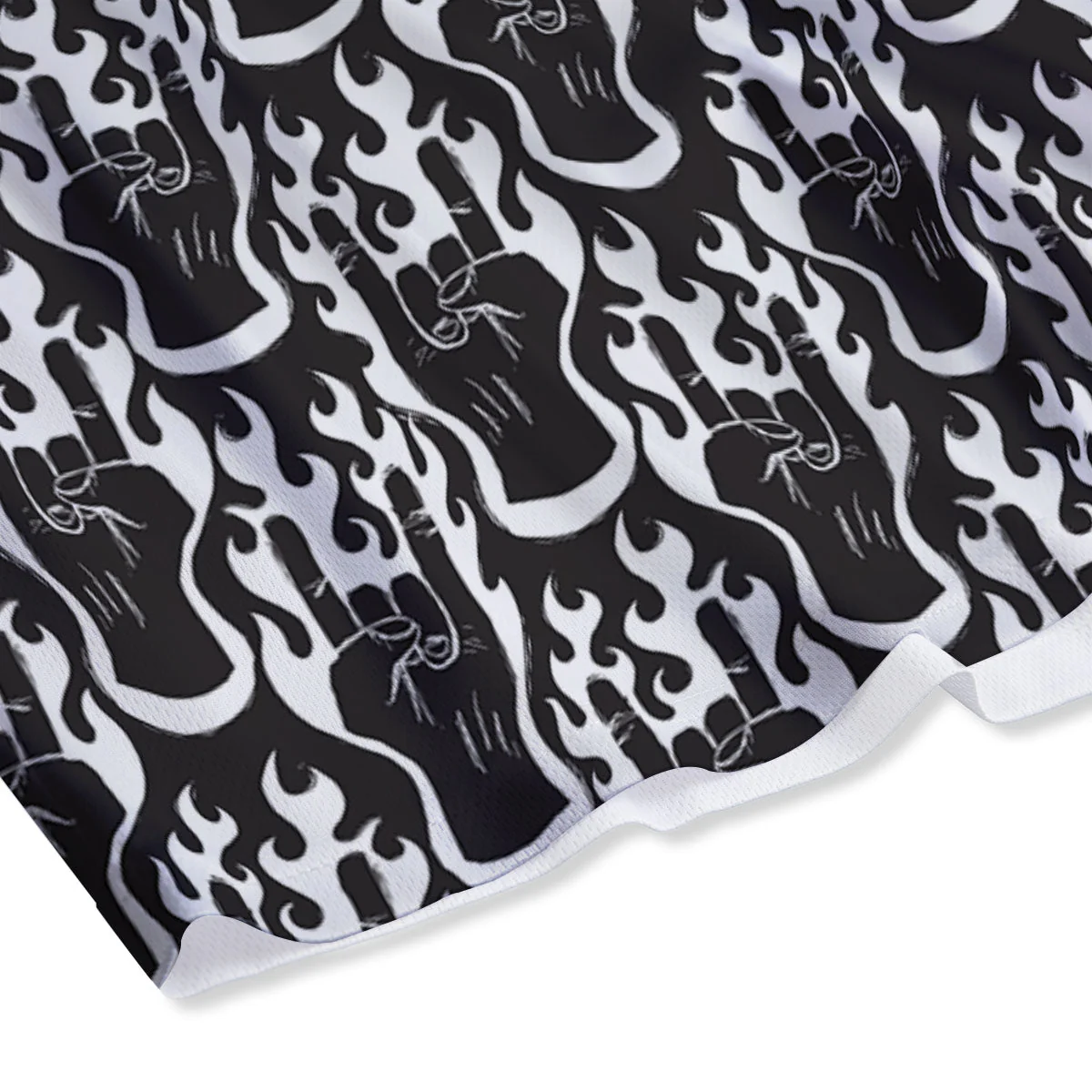 Hand Sign Rock And Roll Print Pattern Mesh Shorts - Image 4