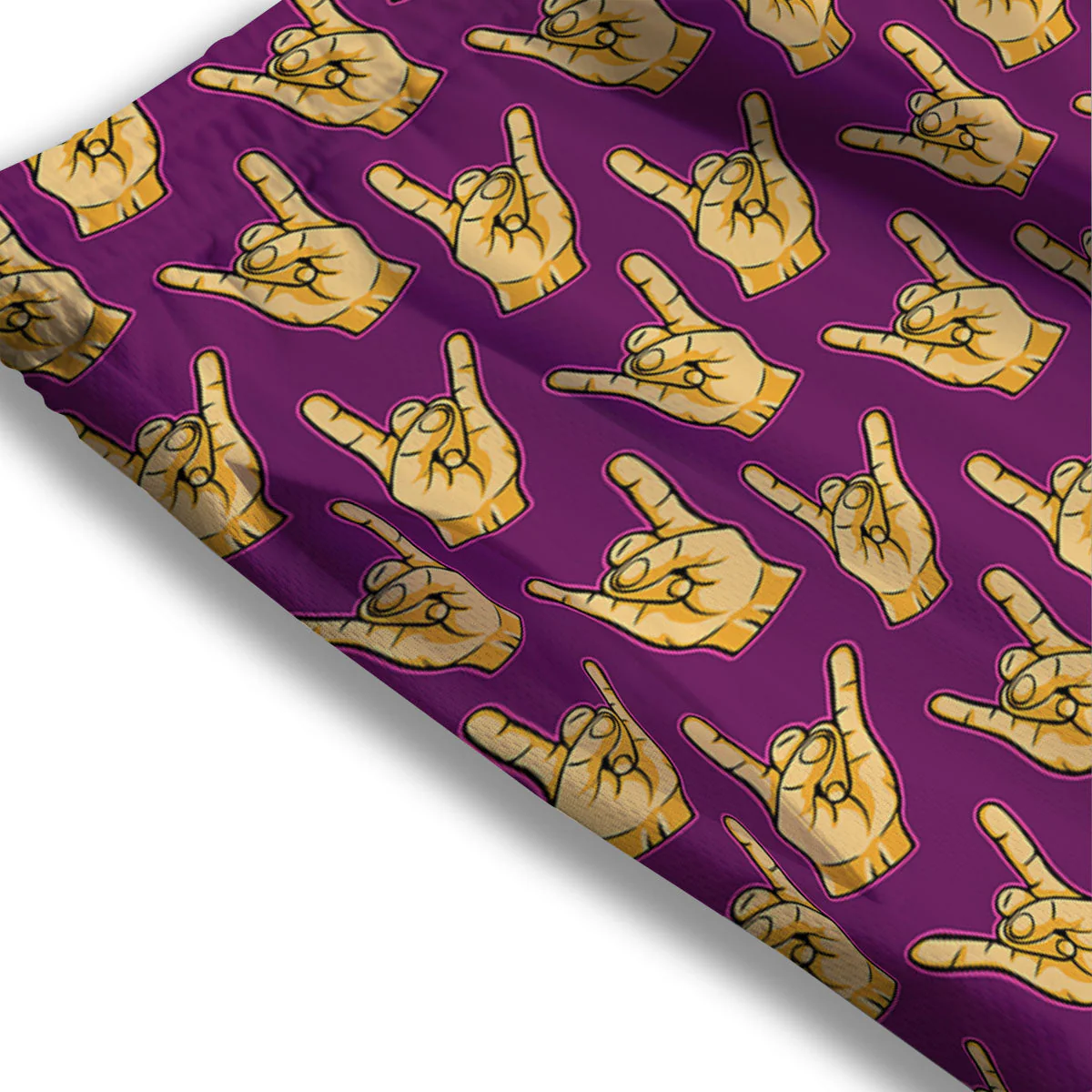 Hand Symbol Rock And Roll Print Pattern Mesh Shorts - Image 3