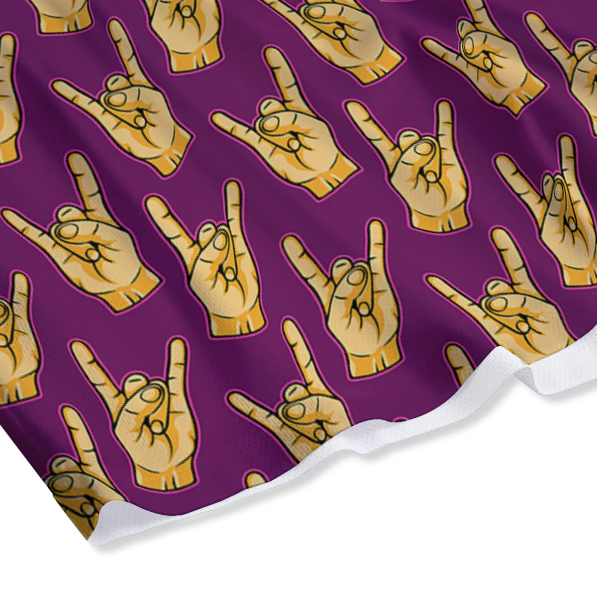Hand Symbol Rock And Roll Print Pattern Mesh Shorts - Image 4