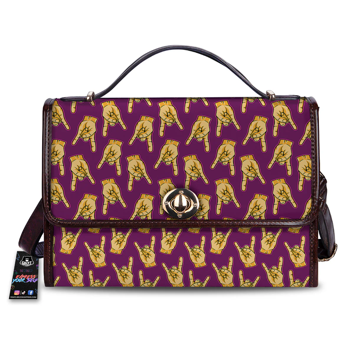 Hand Symbol Rock And Roll Print Pattern Women's Satchel Bag