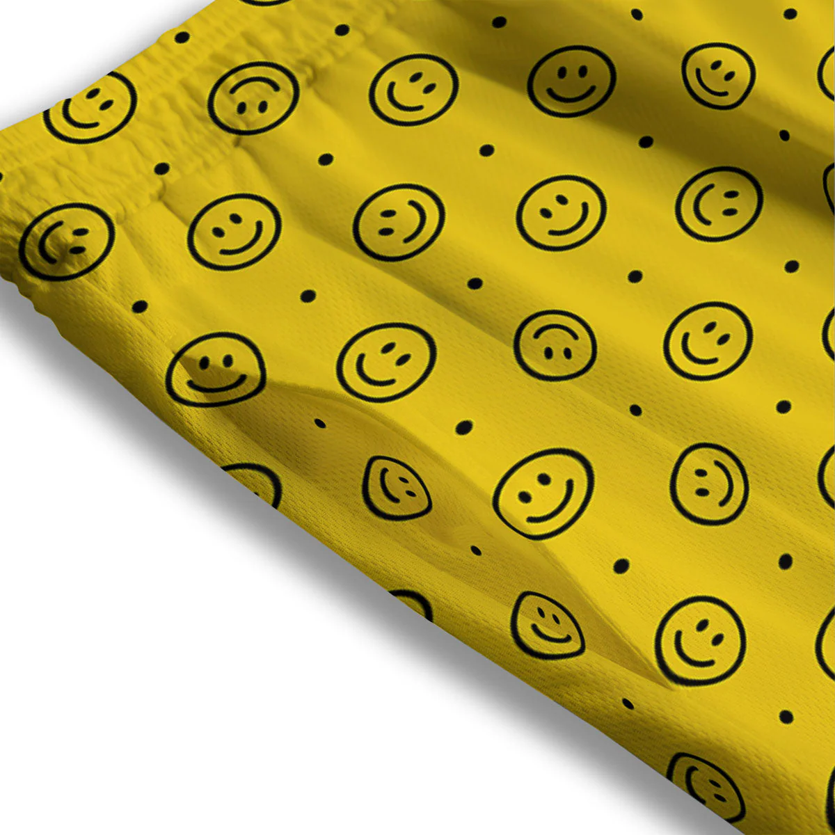 Happy Emoji Print Pattern Mesh Shorts - Image 3
