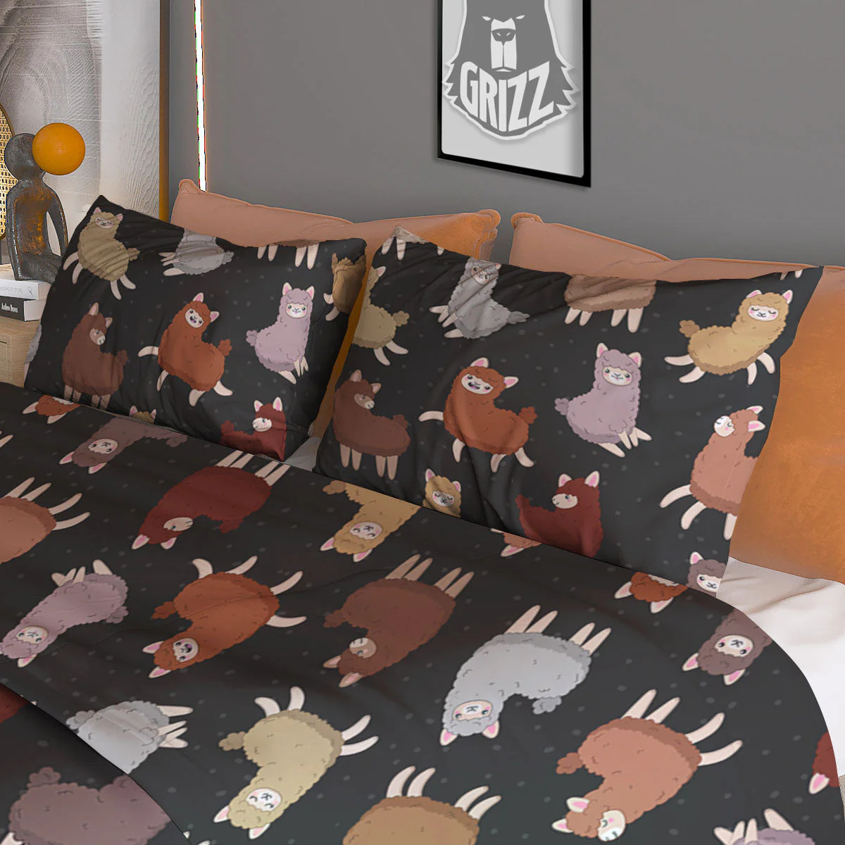 Happy Llama Print Pattern Duvet Cover Bedding Set - Image 3